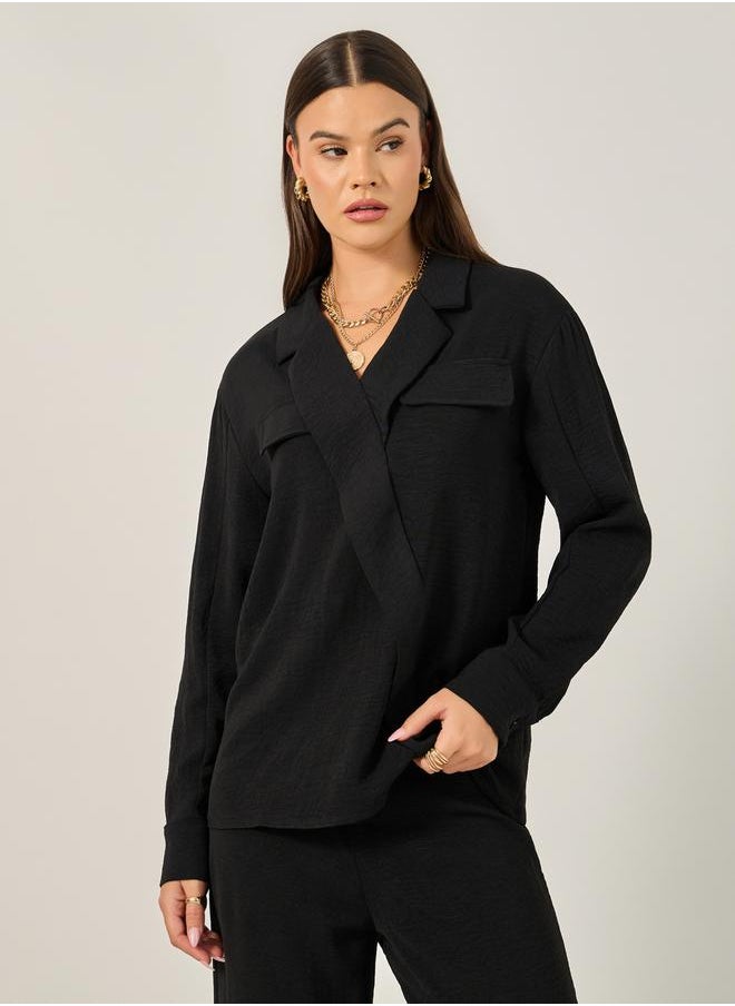 Solid Oversized Wrap Blouse with Notch collar Detail - pzsku/Z4AA16B352D795862C1A3Z/45/_/1738970549/da74ae6c-93a4-4f18-9bd9-c1f9e4d6b628