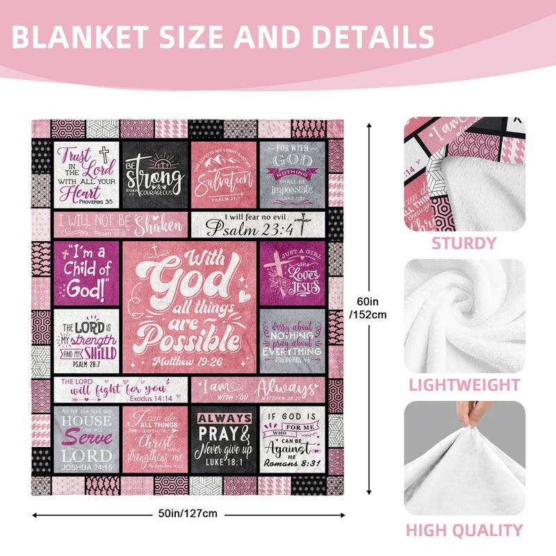 LSEOMIO Christian Gifts for Women Blanket 60"x50", Religious Inspirational Spiritual Gifts for Women, Faith Based Bible Birthday Gifts, Baptism Confirmation Gifts for Girls, Christian Wedding Graduation Gifts - Image 4