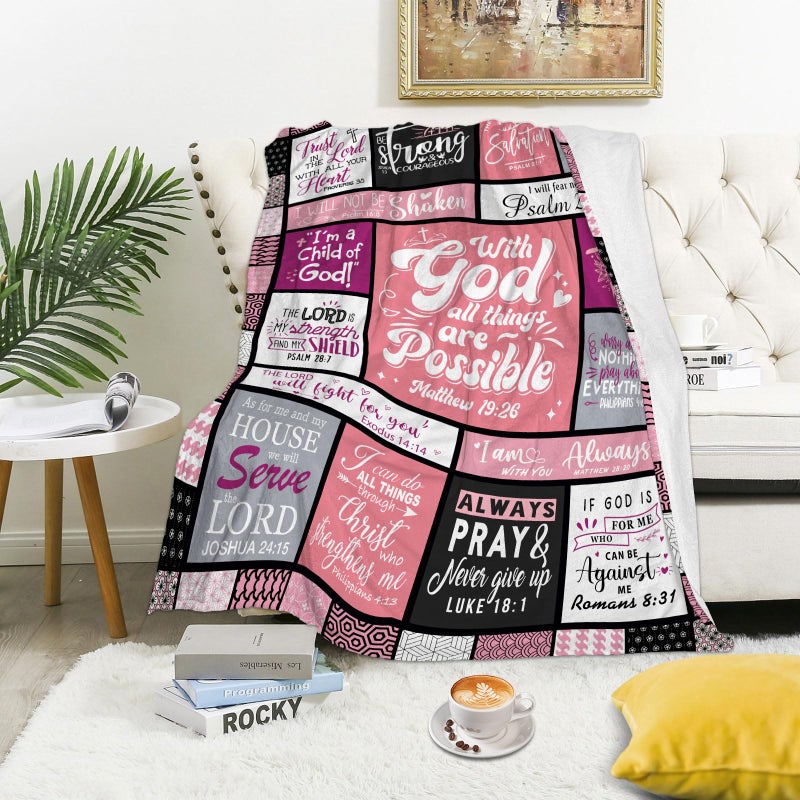 LSEOMIO Christian Gifts for Women Blanket 60"x50", Religious Inspirational Spiritual Gifts for Women, Faith Based Bible Birthday Gifts, Baptism Confirmation Gifts for Girls, Christian Wedding Graduation Gifts - Image 2