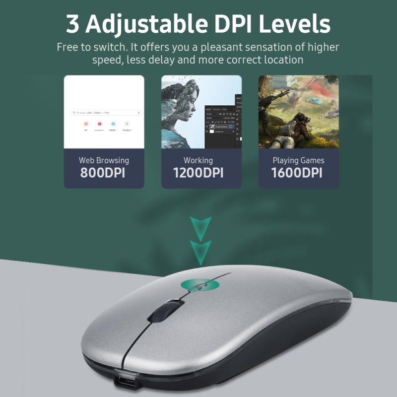 Wireless Bluetooth 5.0 Mouse: Quiet Operation, 3 Adjustable DPI Levels, Ergonomic Slim Design - Stable Connection Rose Gold Computer Accessory for Home Office & Daily Computer Use - Image 2
