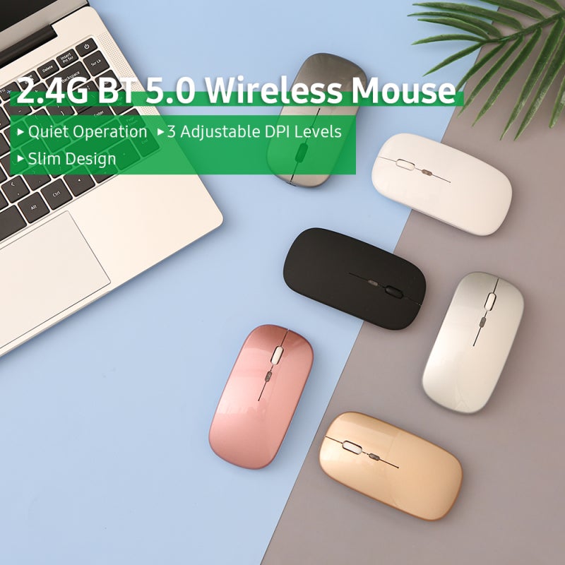Wireless Bluetooth 5.0 Mouse: Quiet Operation, 3 Adjustable DPI Levels, Ergonomic Slim Design - Stable Connection Rose Gold Computer Accessory for Home Office & Daily Computer Use - Image 4