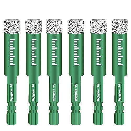 Mgtgbao 6pc 12 Green Dry Diamond Drill Bits Set 12mm Hex Shank Core Drill Bit Brazed with Cooling Wax for Porcelain Tile Ceramic Concrete Granite Marble Hard Materials not for Wood - Image 1