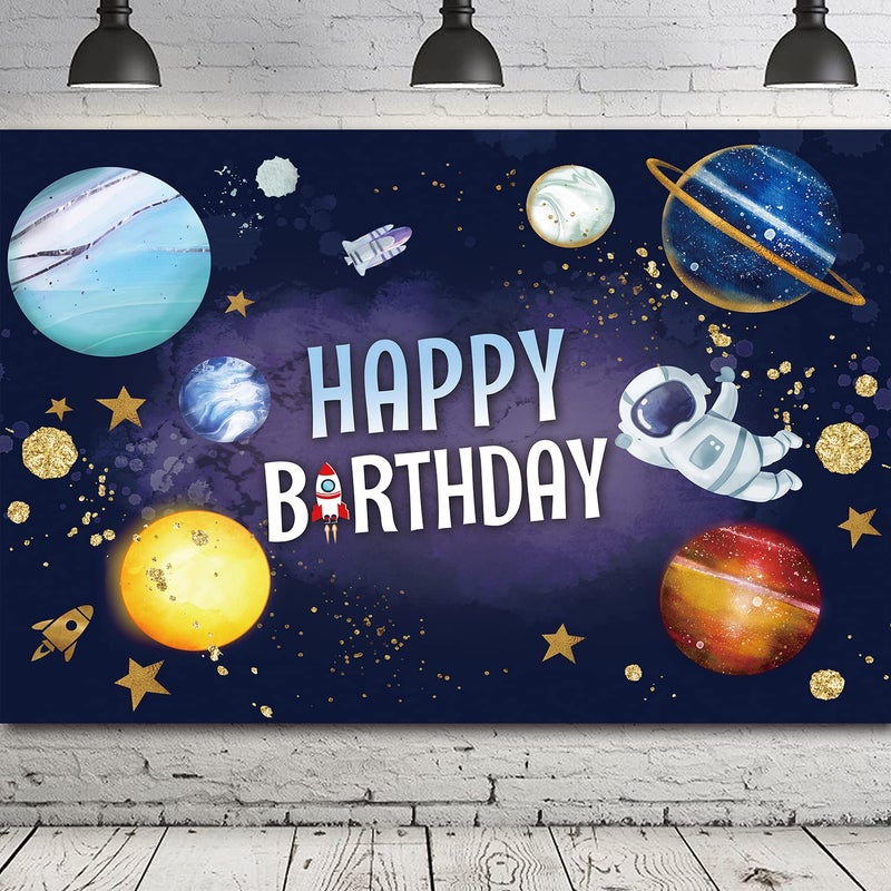 GAOTU 5x3ft Space Backdrop for Boys Outer Space Theme Happy Birthday Backdrop Banner Galaxy Astronaut Birthday Party Decorations Boy Blue Planet Rocket Supplies Photography Background - Image 4