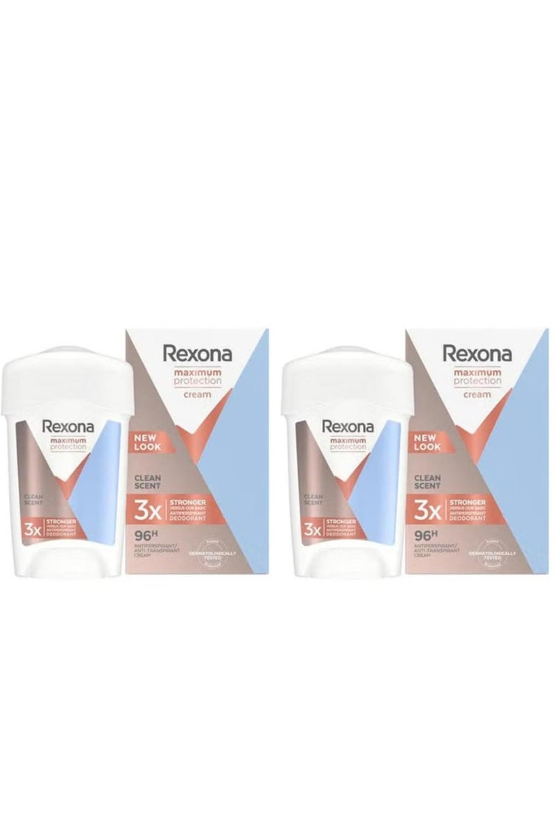 Rexona Maximum Protection Clean Scent cream stick sweat blocker for women 45 ml 2 pcs