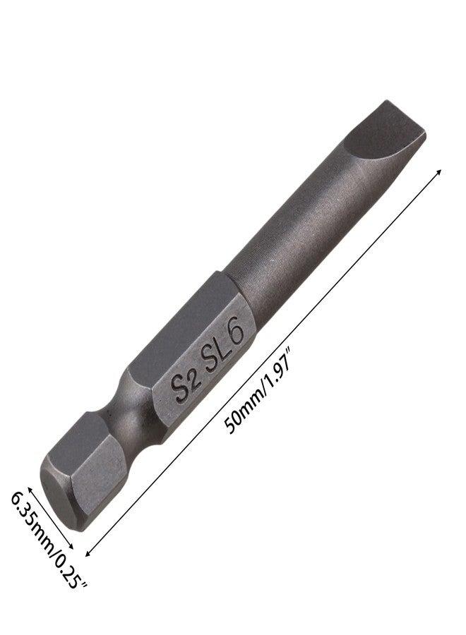 CNBTR 5cm Length S2 Alloy Steel Hex Shank Magnetic Flat Head Slotted Tip Screwdriver Bits 1/4inch Drive Pack of 6 - Image 4