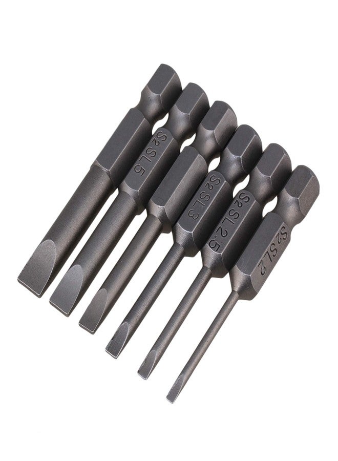 CNBTR 5cm Length S2 Alloy Steel Hex Shank Magnetic Flat Head Slotted Tip Screwdriver Bits 1/4inch Drive Pack of 6 - Image 1