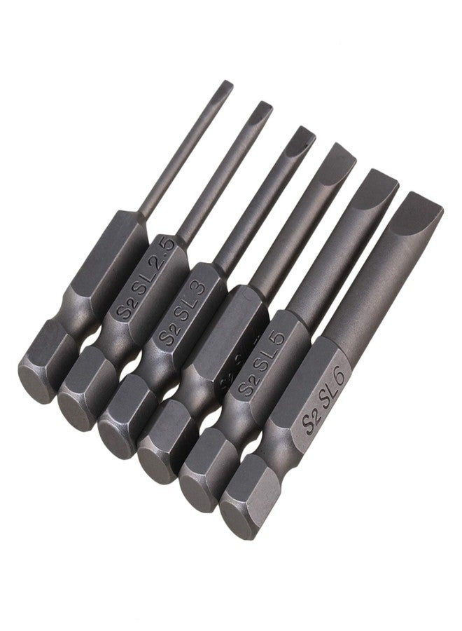 CNBTR 5cm Length S2 Alloy Steel Hex Shank Magnetic Flat Head Slotted Tip Screwdriver Bits 1/4inch Drive Pack of 6 - Image 3