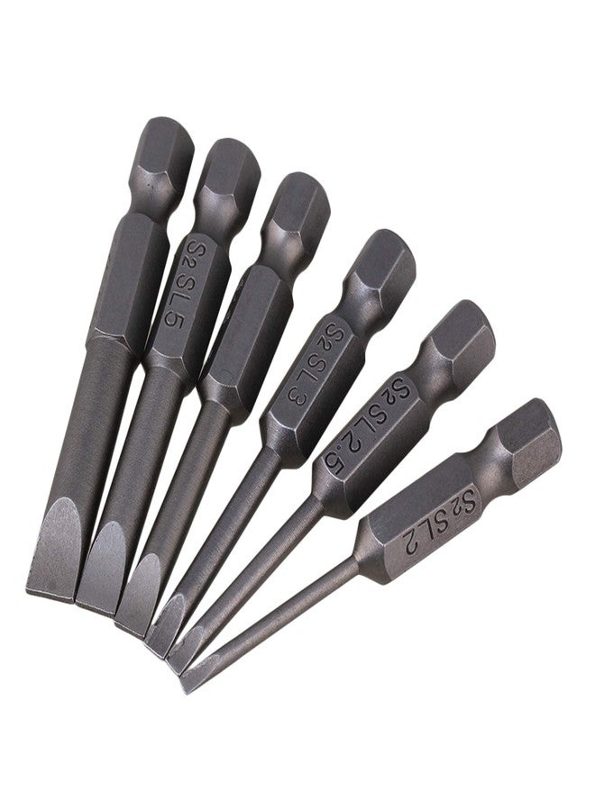 CNBTR 5cm Length S2 Alloy Steel Hex Shank Magnetic Flat Head Slotted Tip Screwdriver Bits 1/4inch Drive Pack of 6 - Image 2