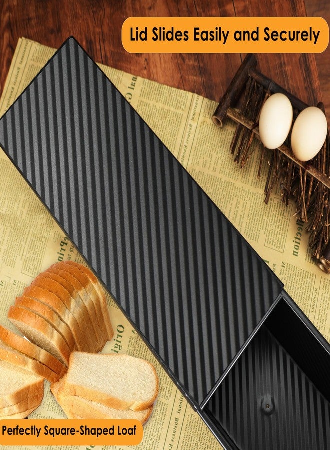 Spmarkt 2.2lb Pullman Loaf Pan with Lid, 13inch SP-031 Bread Pan with Dough Scraper Cutter, Black Covered Loaf Pan for Sandwich Bread - Image 3