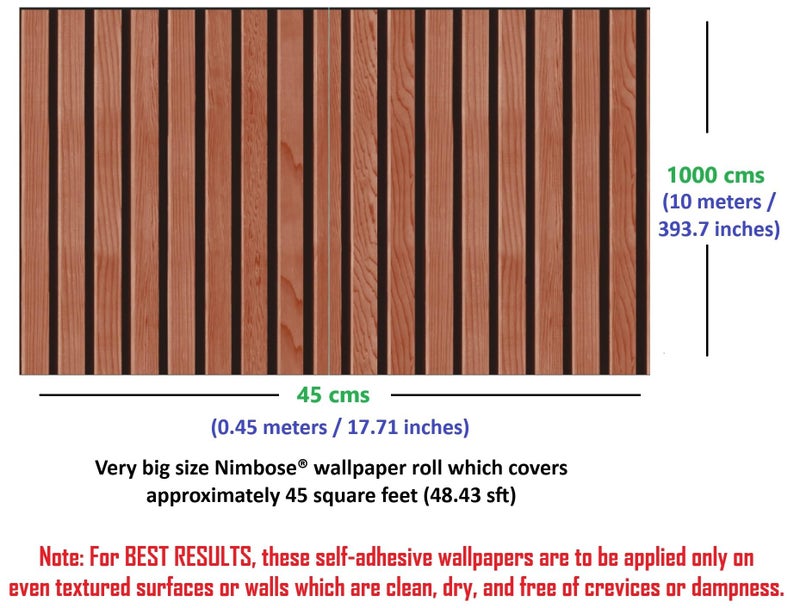 Nimbose® Wooden Wallpaper for Walls Vertical Wood Wall Stickers for Wall Decor Self Adhesive Wall Paper for Home Kitchen Living Room and Bedroom 45x1000 cm - Image 3