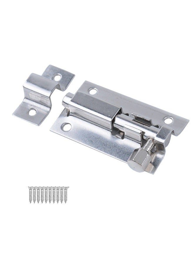 Slide Barrel Bolt Latch Sliding Latch Lock Stainless Steel  Lock Padlock Latches Heavy Duty Barrel Bolts Safety Door Lock Padlock Latches Heavy Duty Bolts Safety Door Lock for Door Security Silver  - Image 1