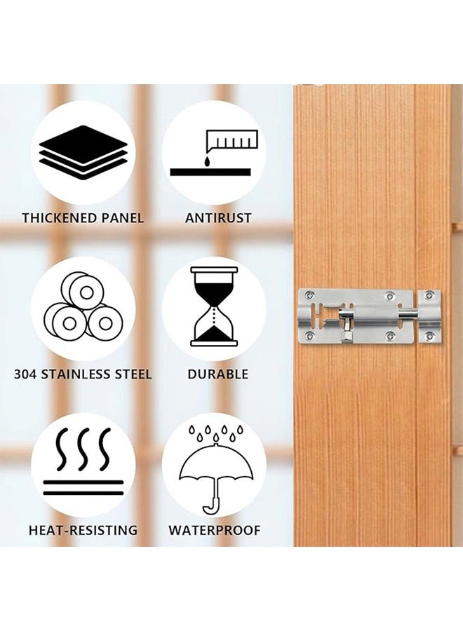 Slide Barrel Bolt Latch Sliding Latch Lock Stainless Steel  Lock Padlock Latches Heavy Duty Barrel Bolts Safety Door Lock Padlock Latches Heavy Duty Bolts Safety Door Lock for Door Security Silver  - Image 3