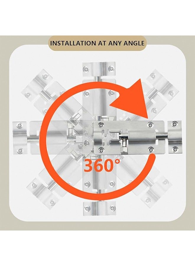 Slide Barrel Bolt Latch Sliding Latch Lock Stainless Steel  Lock Padlock Latches Heavy Duty Barrel Bolts Safety Door Lock Padlock Latches Heavy Duty Bolts Safety Door Lock for Door Security Silver  - Image 5