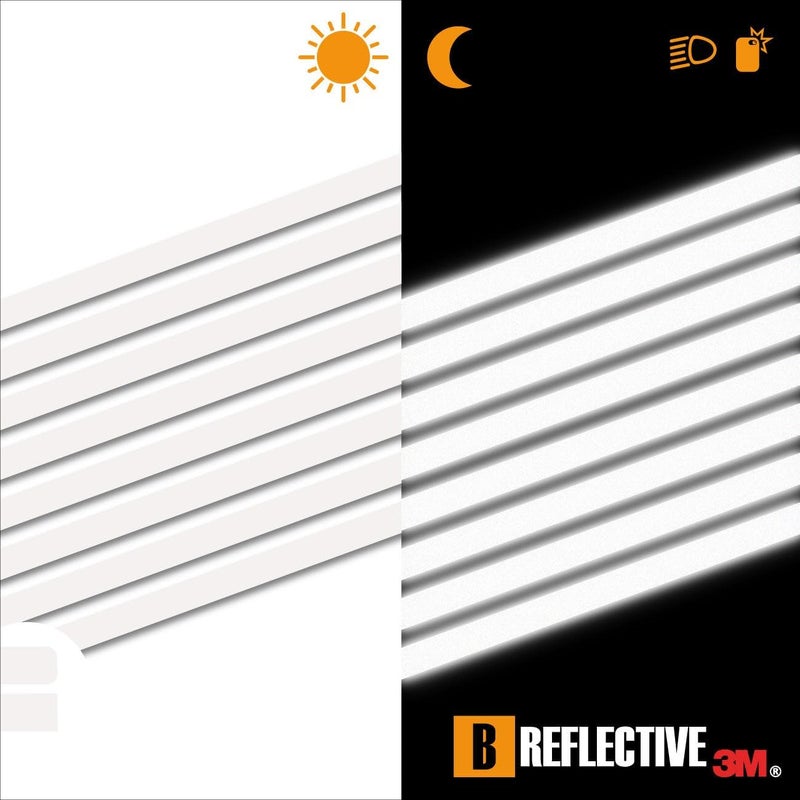 B REFLECTIVE Set of 8 Retro Reflective Stickers for Scooters, Bikes, Motorcycles,... - Multi Support Strips - High Visibility - 3M Technology™ - Maximum grip - Image 2