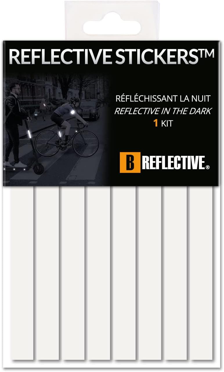 B REFLECTIVE Set of 8 Retro Reflective Stickers for Scooters, Bikes, Motorcycles,... - Multi Support Strips - High Visibility - 3M Technology™ - Maximum grip - Image 1