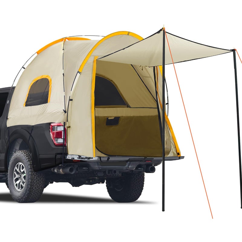 Qualencey Pickup Truck Tent with Awning ShadeWaterproof PU5000mm Oxford for 6467 FT Truck Bed for Camping Travel Outdoor Activities for Chevy SilveradoDodge RamFord FSeriesGMC SierraTitanTundra - Image 2