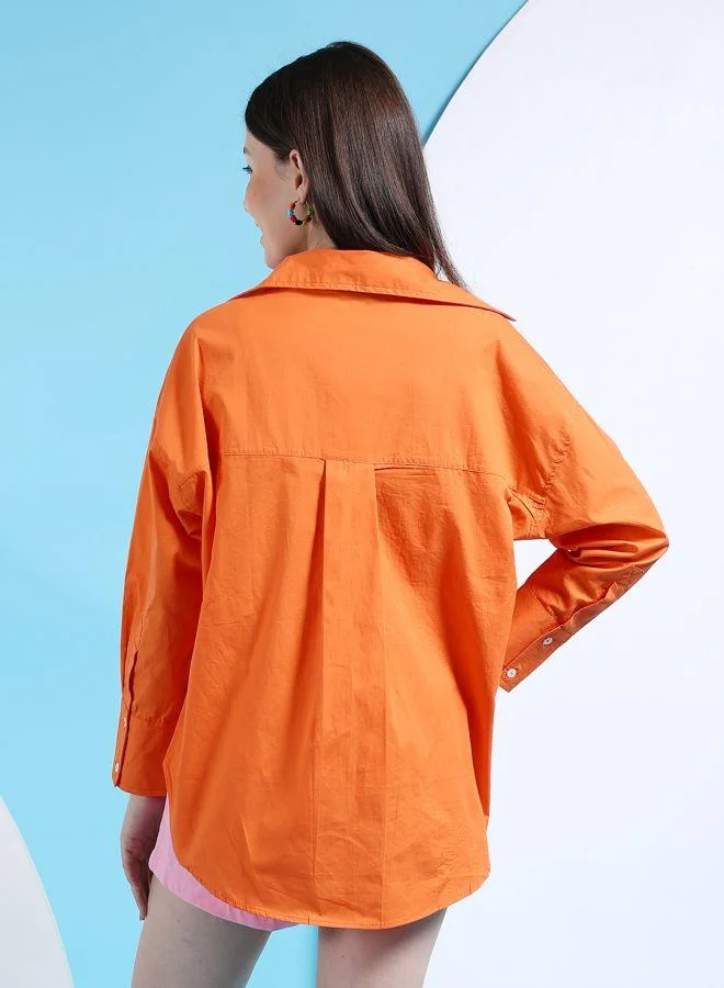 مرفوعة Women Oversized Solid Shirt
