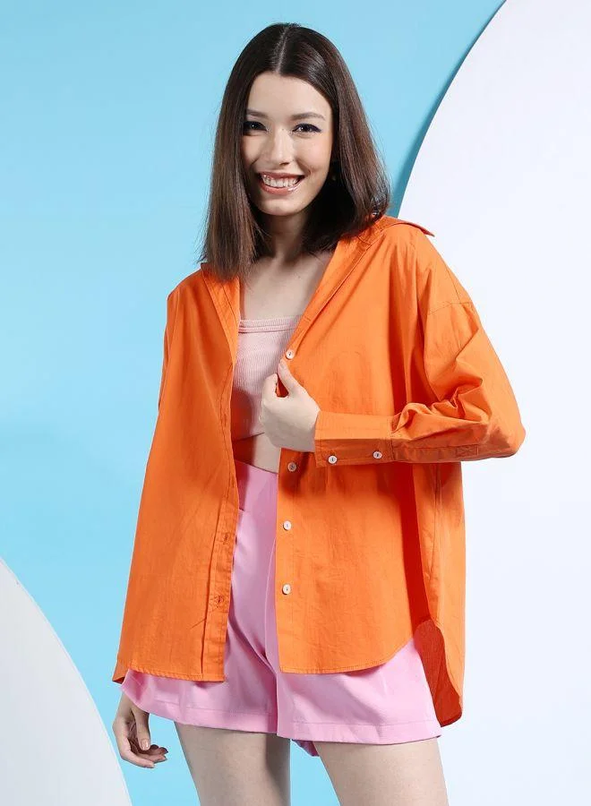 Freehand  Women Oversized Solid Shirt for Women | Best Price UAE