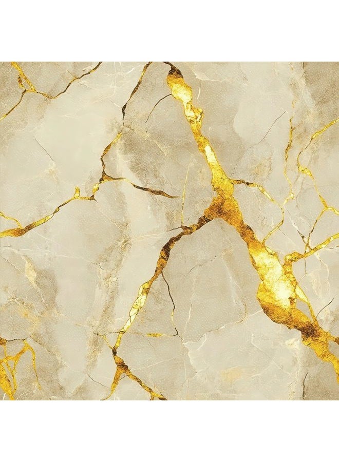 HOMETITUTE 10 Pcs Gold Cracked Marble Pattern Floor Tiles 12x12 Inch Removable Self Adhesive DIY for Kitchen, Bathroom, Living Room, Entryway, Home Decor - Image 1