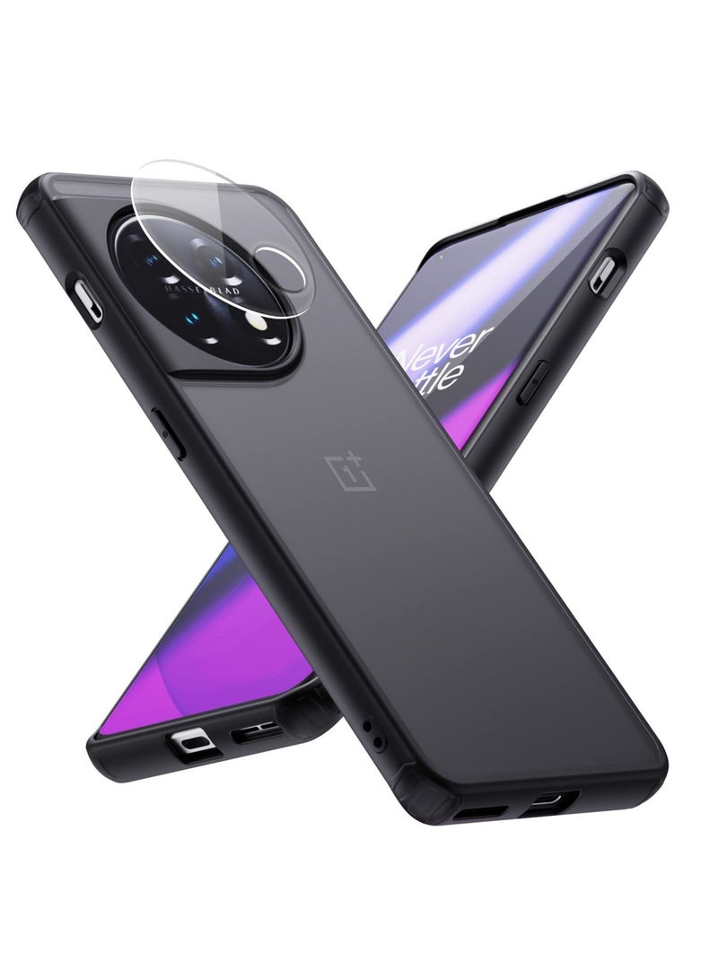 Captaintech Slim Fit Case with Camera Lens Protector for OnePlus 11, Translucent Frosted Phone Cover, Soft Edge & Hard Back Shockproof Protective Shell, Designed for OnePlus 11 5G - Image 1