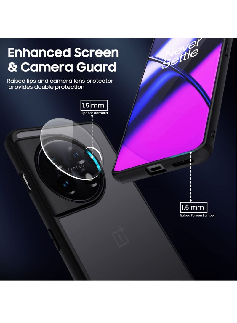 Captaintech Slim Fit Case with Camera Lens Protector for OnePlus 11, Translucent Frosted Phone Cover, Soft Edge & Hard Back Shockproof Protective Shell, Designed for OnePlus 11 5G - Image 3