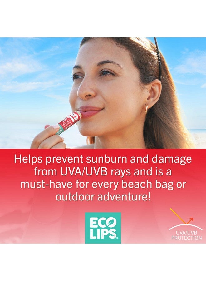 Eco Lips Broad Spectrum Spf Sun Protection Lip Balm 3Pack With Carabiner Eco Clip (Berry Vanilla Mint) With Cocoa Butter & Aloe To Moisturize Lips Made In Usa - Image 3