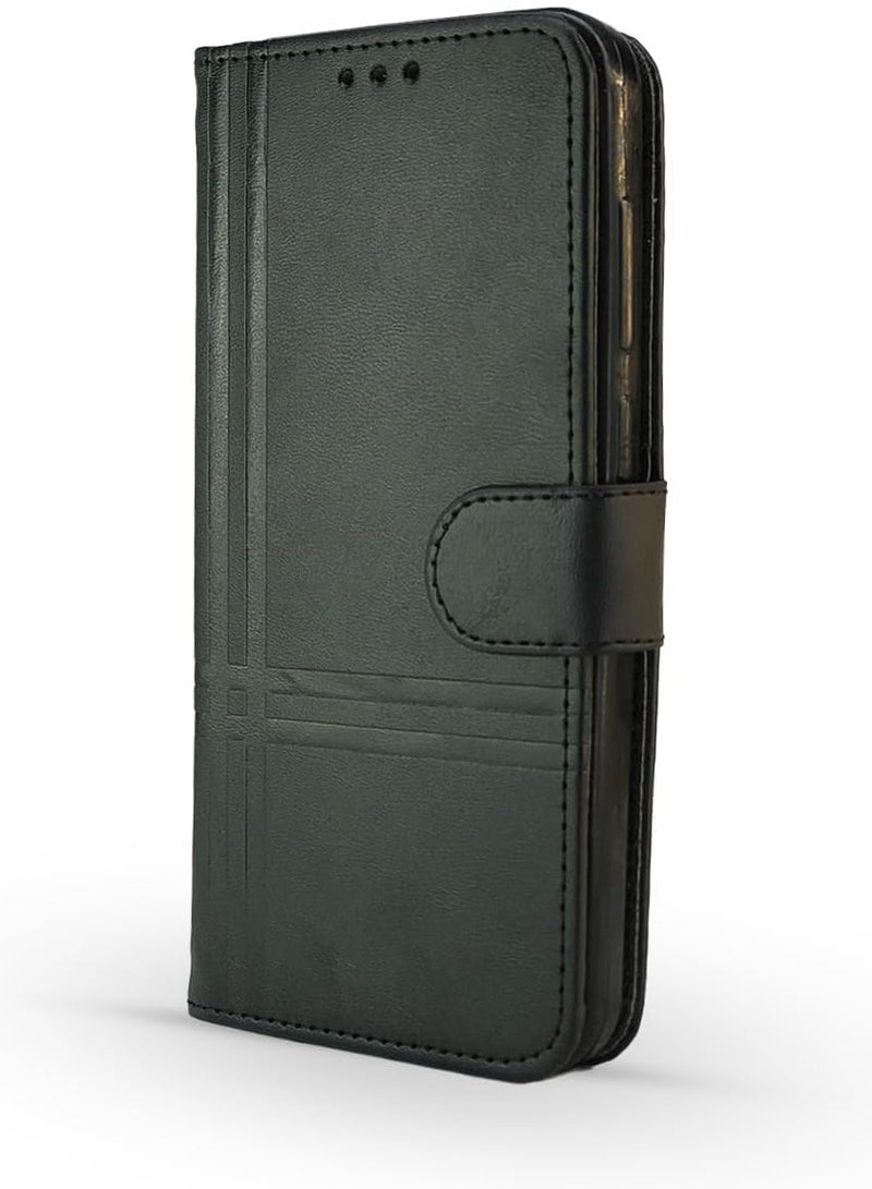 For Xiaomi Redmi Note 13 Pro Plus Leather Flip Case with Card Slot, Kickstand, Magnetic Closure Strap, Includes Inner Wallet, Silicone & TPU - Black