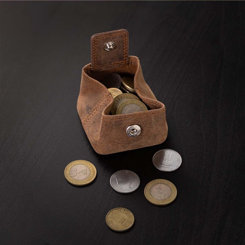 BROWN BEAR Small Envelope Coin Purse with Snap Fastner, Stylish Coin Pouch for Men and Women, Small Coin Purse - Brown - Image 1
