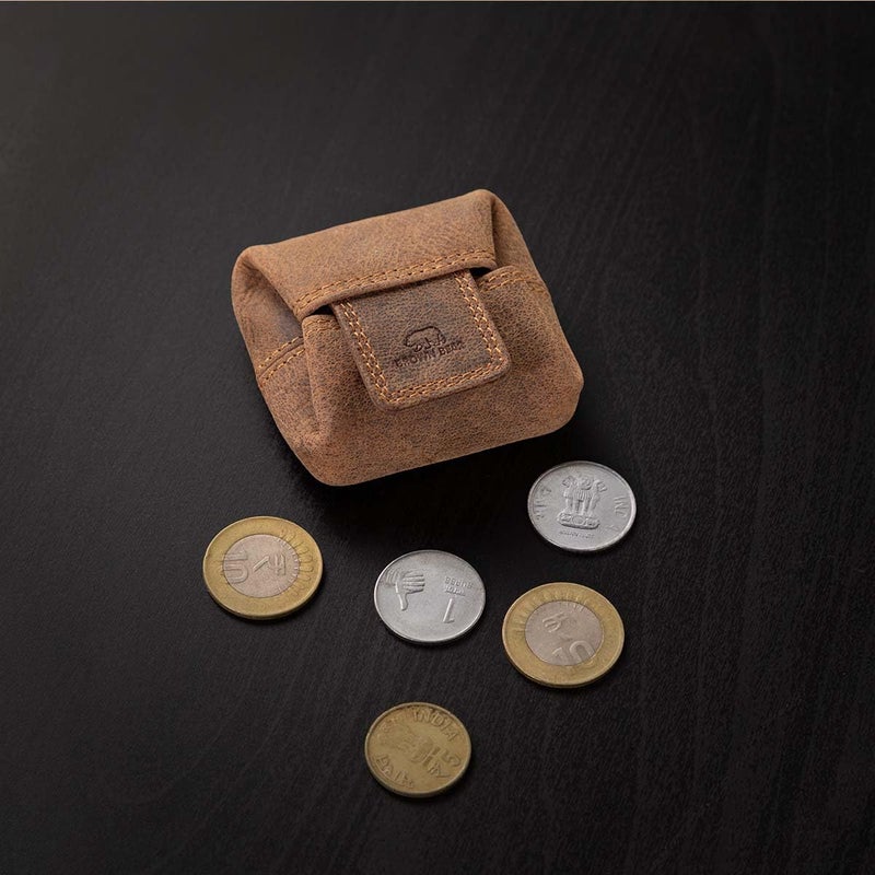 BROWN BEAR Small Envelope Coin Purse with Snap Fastner, Stylish Coin Pouch for Men and Women, Small Coin Purse - Brown - Image 2