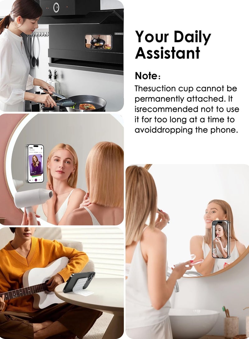 2-piece set of 40 silicone suction cup phone cases, double-sided installation, hands-free grip for phone accessories, suitable for selfies and videos, square double-sided silicone phone holder, suitable for iPhone and Android white - Image 3