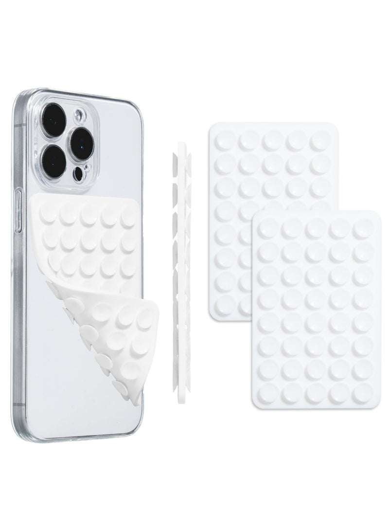 2-piece set of 40 silicone suction cup phone cases, double-sided installation, hands-free grip for phone accessories, suitable for selfies and videos, square double-sided silicone phone holder, suitable for iPhone and Android white - Image 1