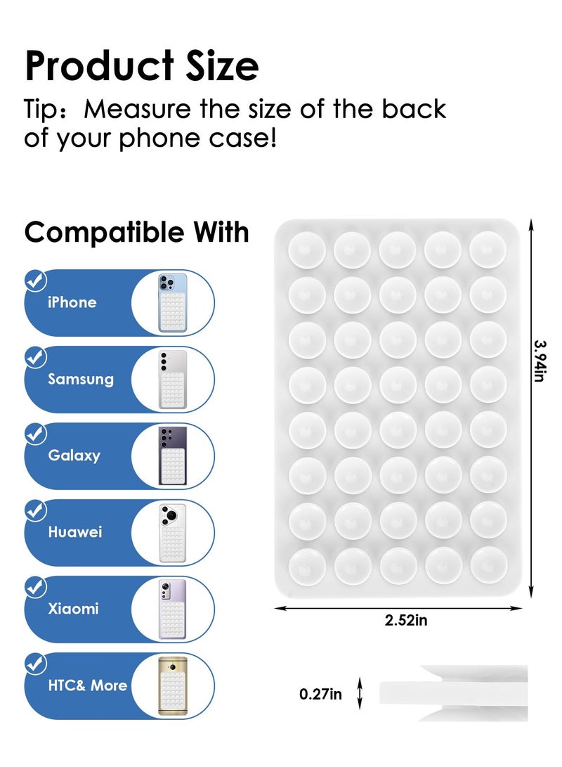 2-piece set of 40 silicone suction cup phone cases, double-sided installation, hands-free grip for phone accessories, suitable for selfies and videos, square double-sided silicone phone holder, suitable for iPhone and Android white - Image 2