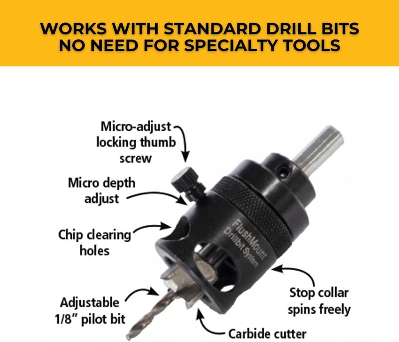 FastCap Flushmount Drill Bit System (9/16 inch) with Adjustable Depth Control - Image 3