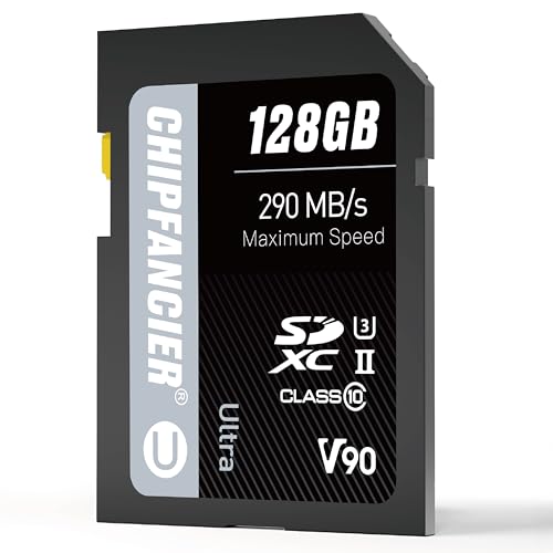 CHIPFANCIER 128GB V90 SD Card SDXC UHS-II V90 Memory Card R290MB/s W290MB/s C10 U3 V90 Full-HD & 8K Video for Professional Photographers & Content Creators DSLR Mirrorless Cameras Black - Image 1