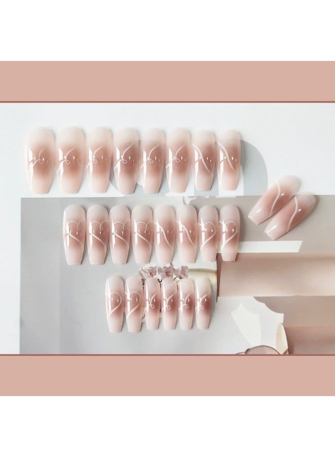 Goolsky Love Line Ins-Style Blush Press-on Nails for Daily Chic & Casual Outfits - Image 4