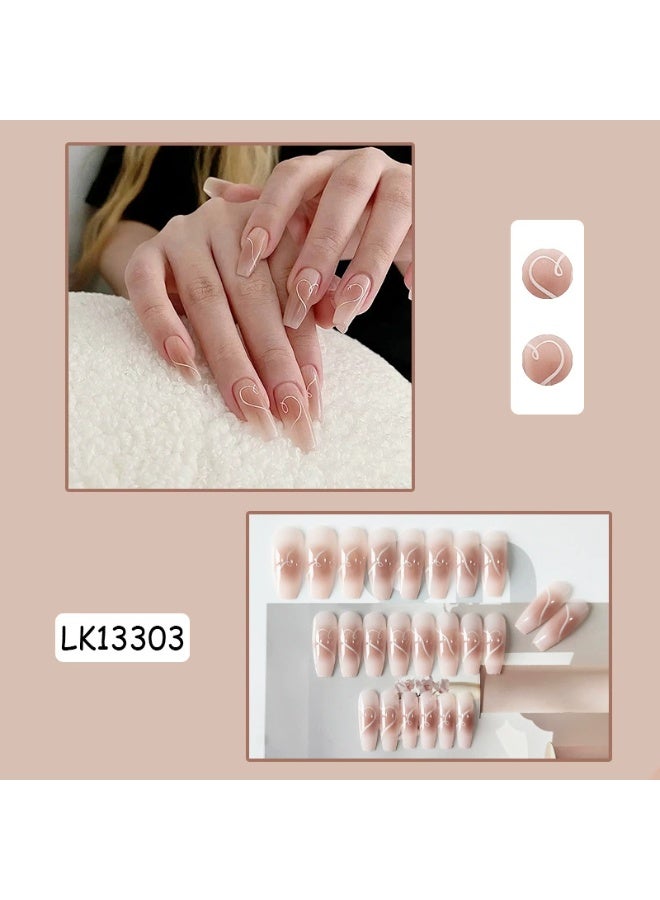 Goolsky Love Line Ins-Style Blush Press-on Nails for Daily Chic & Casual Outfits - Image 3