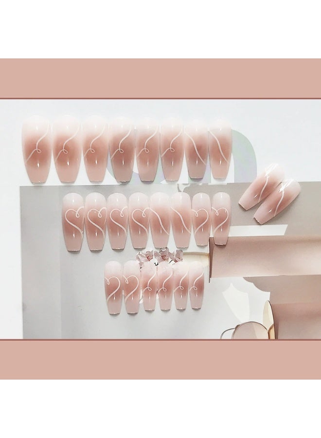 Goolsky Love Line Ins-Style Blush Press-on Nails for Daily Chic & Casual Outfits - Image 2