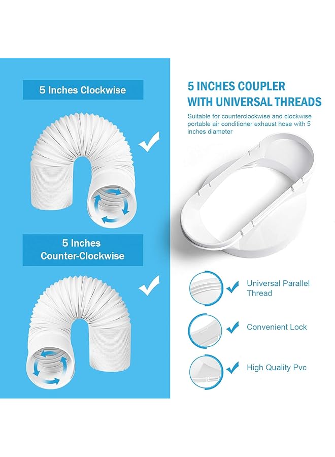 erorex Portable Air Conditioning Window Kit With Coupler Adjustable Window Seal Ac Window Seal For Ac Units Sliding Ac Exhaust Pipe Kit For 5 Inch Diameter Duct Universal - Image 4