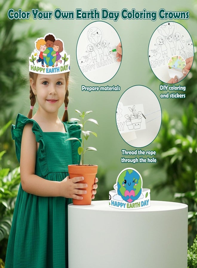 BkeeCten Color Your Own Earth Day Coloring Crowns, Save The Earth Cartoon Paper Hat, Environmental Protection Theme Adjustable DIY Coloring Hat - Image 3
