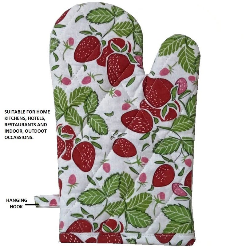 Tidy Multi Colour Floral Printed Design Cotton Kitchen Oven Hand Glove Pack of 2Pcs - Image 2