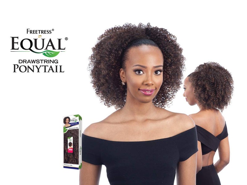 FreeTress Braids FreeTress Equal Synthetic Hair Drawstring Ponytail Bohemian Fro (1B) - Image 3