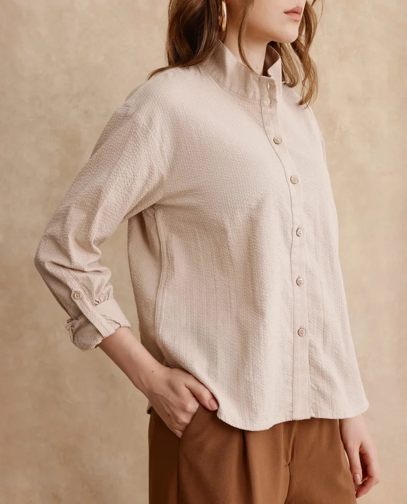 Rareism Women's High Neck Regular Fit Shirt