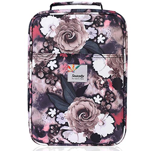 Shulaner Pencil Case Slot Holds 270 to 274 Colored Pencils or 180 to184 Color Gel Pens with Zipper Closure Large Capacity Nylon Pen Organizer for Artist Gray Rose - Image 1