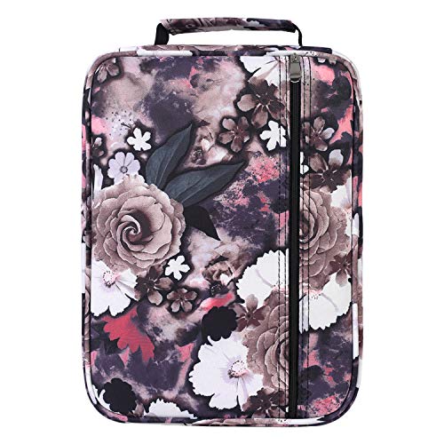 Shulaner Pencil Case Slot Holds 270 to 274 Colored Pencils or 180 to184 Color Gel Pens with Zipper Closure Large Capacity Nylon Pen Organizer for Artist Gray Rose - Image 3