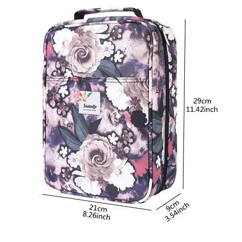 Shulaner Pencil Case Slot Holds 270 to 274 Colored Pencils or 180 to184 Color Gel Pens with Zipper Closure Large Capacity Nylon Pen Organizer for Artist Gray Rose - Image 2