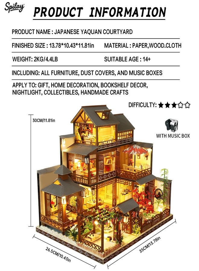 Spilay DIY Dollhouse Miniature with Wooden Furniture,DIY Dollhouse Kit Big Japanese Courtyard Model with LED & Music Box,1:24 Scale Creative Room Gift Idea for Adult Friend Lover (Yaquan Courtyard) - Image 2