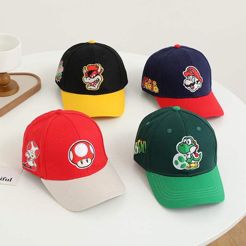 Mario Kids Cap Super Mario Color Block Hat Cotton - Image 4