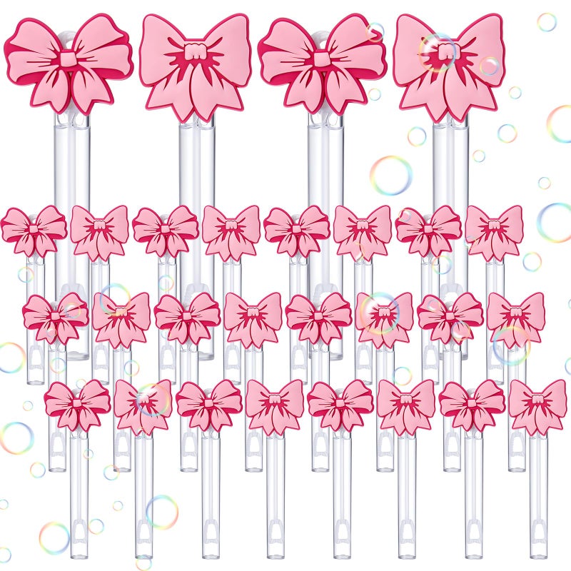 Rotatingpals 24 Pcs Pink Bow Bubble Wands Bulk Black Pink Bow Party Favors Mini Bubble Stick for Party Supplies Coquette Bridal Gift Baby Shower Piata Bachelorette Favors - Image 2