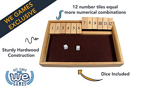 WE Games Deluxe Dice Board Game   12 Number Flip Tiles with Natural Wooden Box   Large  14 inches - Image 3