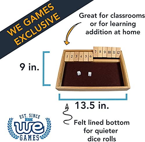 WE Games Deluxe Dice Board Game   12 Number Flip Tiles with Natural Wooden Box   Large  14 inches - Image 4